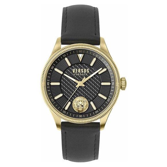 Versus Versace Other - Versus Versace Colonne Men's Black Gold Steel Leather Watch 45mm